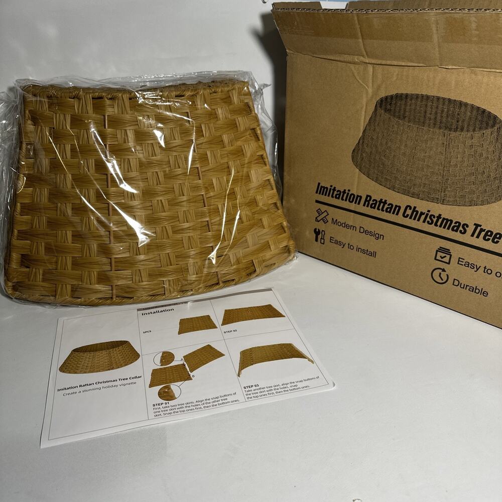 Imitation Rattan Christmas Tree Collar New In Box Never Used Holiday Decor - Picture 4 of 6